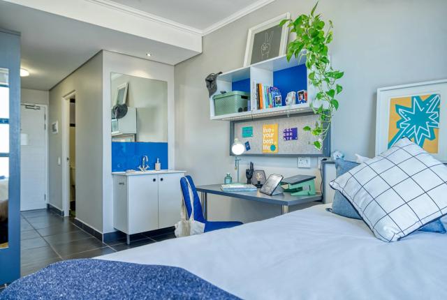 Bedroom view of student housing in Cape Town