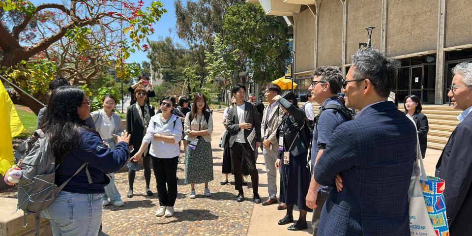 A group of SAF and partner university delegates on a guided tour of UC San Diego